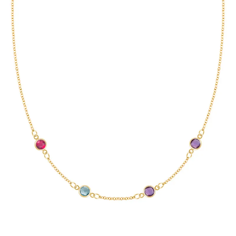 Personalized Classic 4 Birthstone Necklace in 14k Gold sold by Haverhill