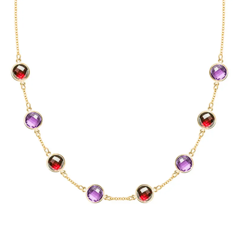Personalized Grand 8 Birthstone Necklace in 14k Gold sold by Haverhill