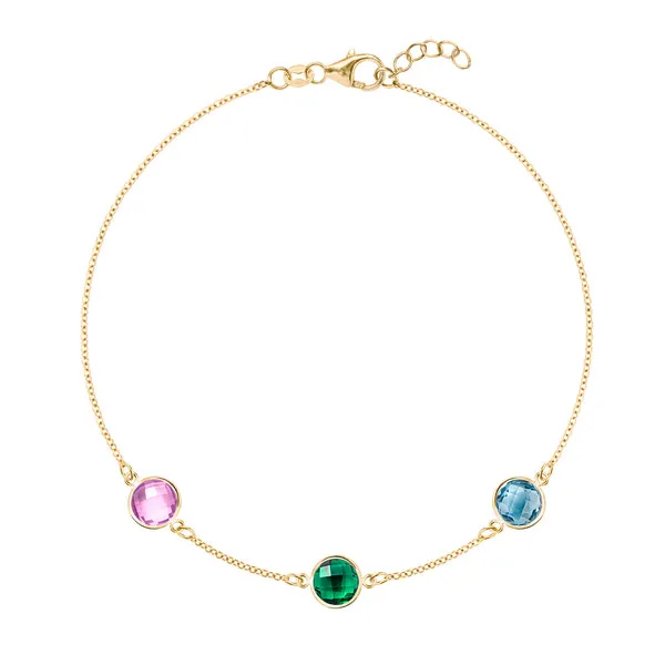 Personalized Grand 3 Birthstone Bracelet in 14k Gold sold by Haverhill