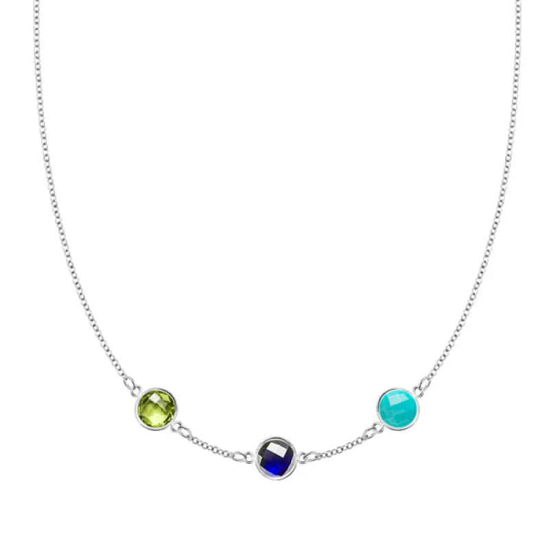 Personalized Grand 3 Birthstone Necklace in 14k Gold sold by Haverhill
