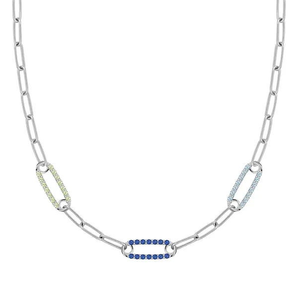 Personalized Adelaide 3 Pavé Birthstone Link Necklace in 14k Gold sold by Haverhill
