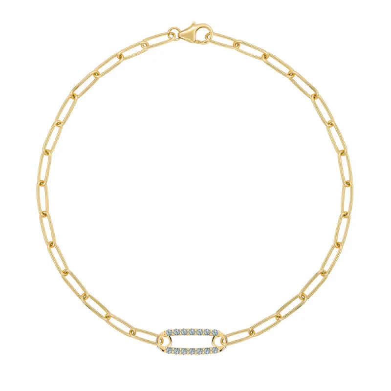 Personalized Adelaide 1 Pavé Birthstone Link Bracelet in 14k Gold sold by Haverhill