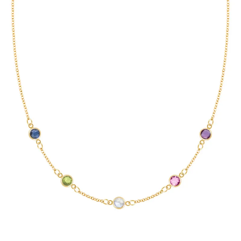 Personalized Classic 5 Birthstone Necklace in 14k Gold sold by Haverhill