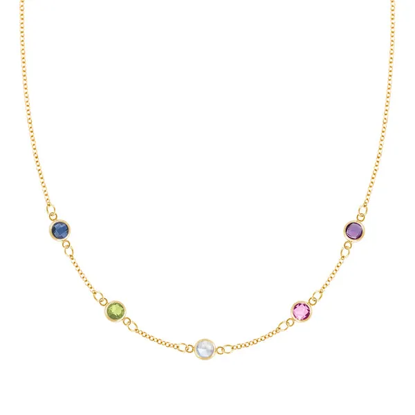Personalized Classic 5 Birthstone Necklace in 14k Gold sold by Haverhill