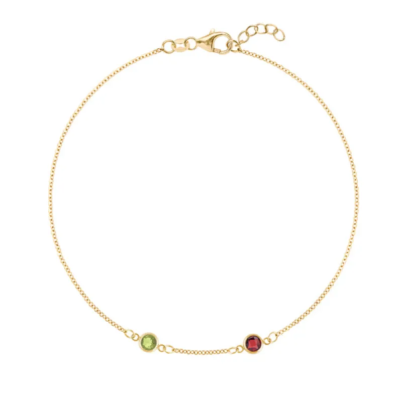 Personalized Classic 2 Birthstone Bracelet in 14k Gold sold by Haverhill