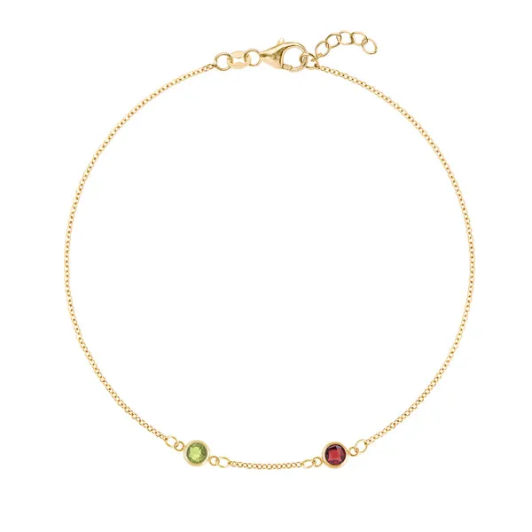 Personalized Classic 2 Birthstone Bracelet in 14k Gold sold by Haverhill