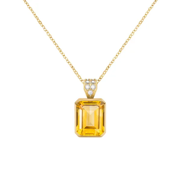 Warren Citrine Pendant with Diamond Bale in 14k Gold (November) sold by Haverhill