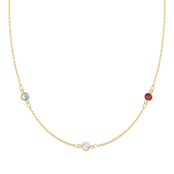 Personalized Classic 3 Birthstone Necklace in 14k Gold sold by Haverhill
