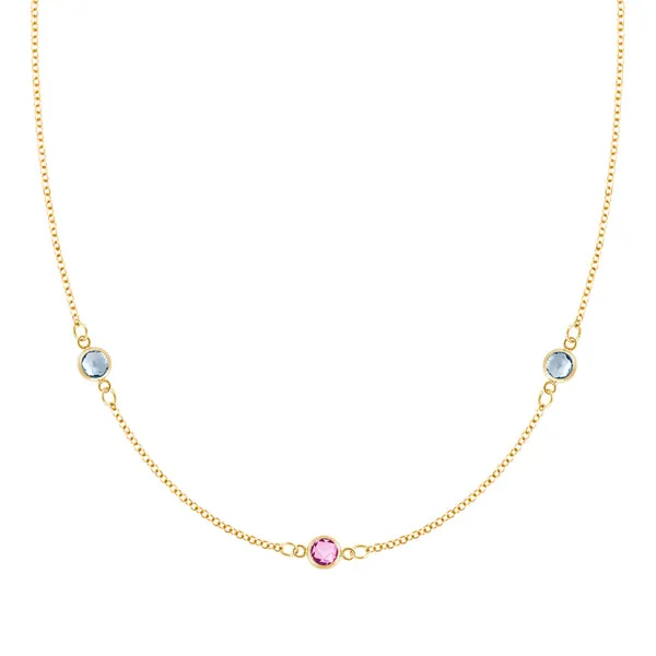 Personalized Classic 3 Birthstone Necklace in 14k Gold sold by Haverhill