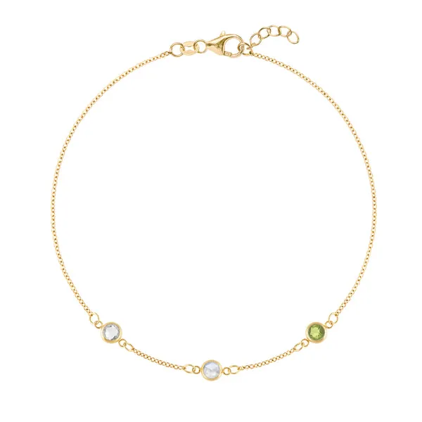 Personalized Classic 3 Birthstone Bracelet in 14k Gold sold by Haverhill