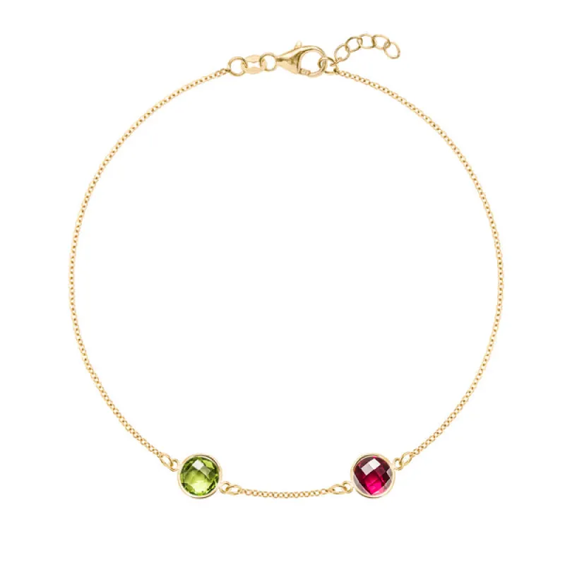 Personalized Grand 2 Birthstone Bracelet in 14k Gold sold by Haverhill