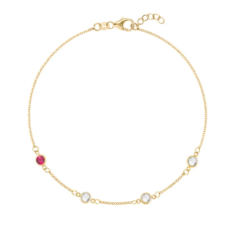 Personalized Classic 4 Birthstone Bracelet in 14k Gold sold by Haverhill