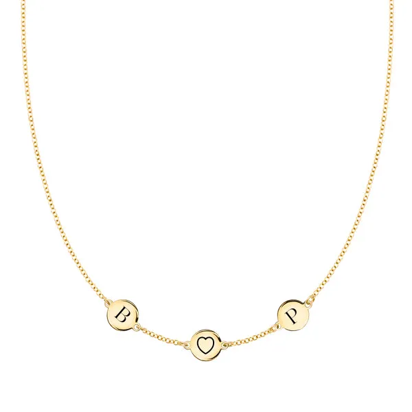 Personalized Heart Disc & 2 Letter Necklace in 14k Gold sold by Haverhill