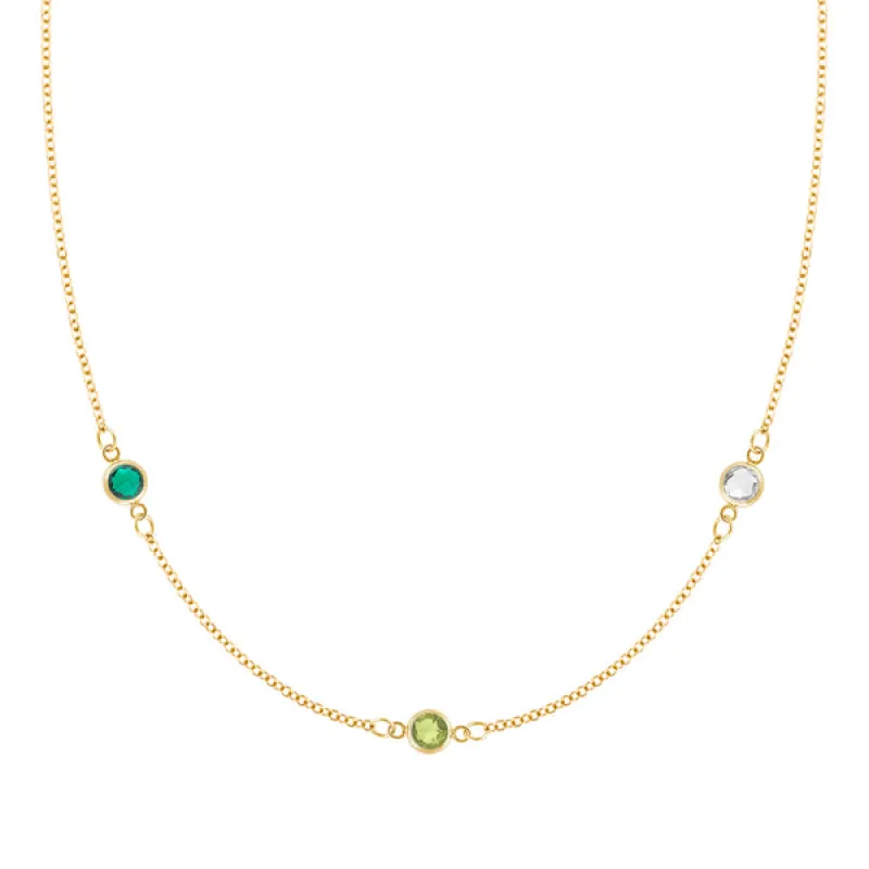 Personalized Classic 3 Birthstone Necklace in 14k Gold sold by Haverhill