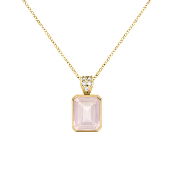 Warren Rose Quartz Pendant with Diamond Bale in 14k Gold (October) sold by Haverhill