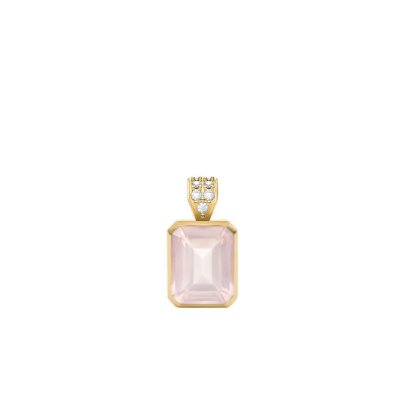 Warren Rose Quartz Pendant with Diamond Bale in 14k Gold (October) sold by Haverhill