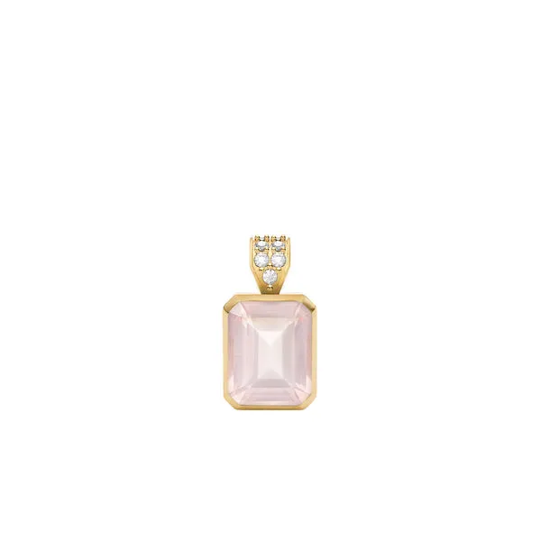 Warren Rose Quartz Pendant with Diamond Bale in 14k Gold (October) sold by Haverhill