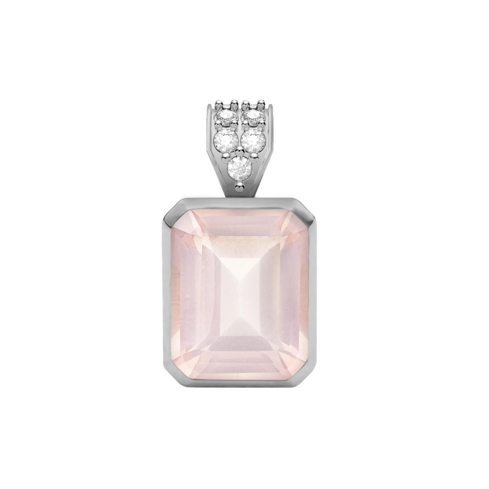 Warren Rose Quartz Pendant with Diamond Bale in 14k Gold (October) sold by Haverhill product image thumbnail 5