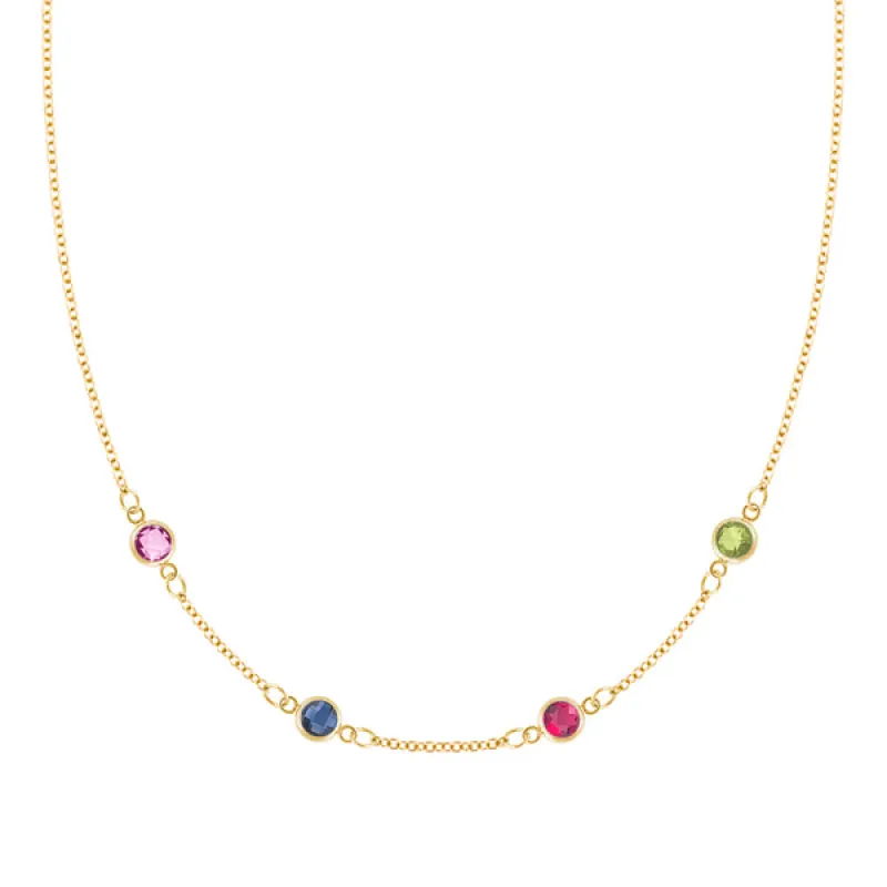 Personalized Classic 4 Birthstone Necklace in 14k Gold sold by Haverhill