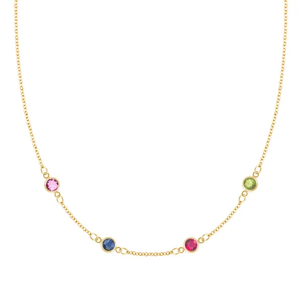 Personalized Classic 4 Birthstone Necklace in 14k Gold sold by Haverhill
