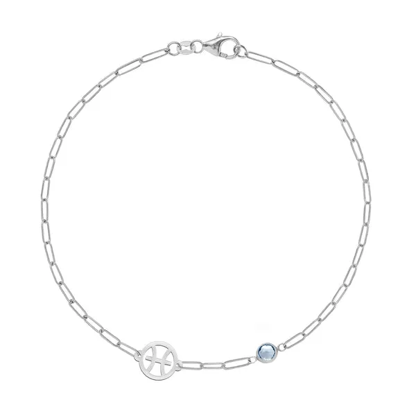 Personalized Pisces & Birthstone Bracelet on Adelaide Mini in 14k Gold sold by Haverhill