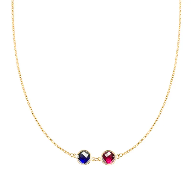 Personalized Grand 2 Connected Birthstone Necklace in 14k Gold sold by Haverhill