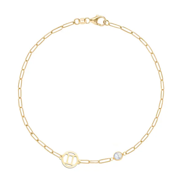 Personalized Gemini & Birthstone Bracelet on Adelaide Mini in 14k Gold sold by Haverhill