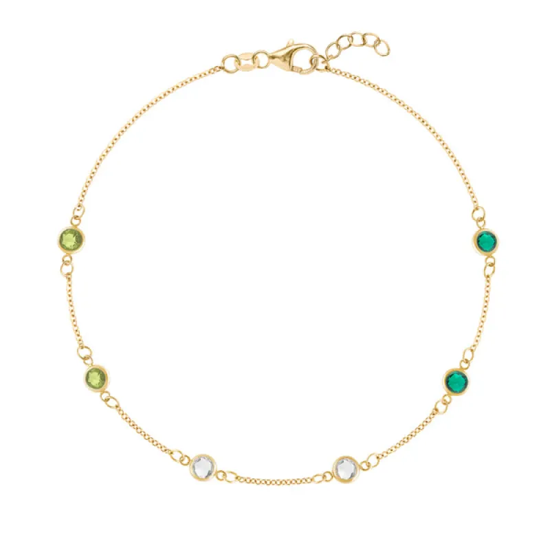 Personalized Classic 6 Birthstone Bracelet in 14k Gold sold by Haverhill
