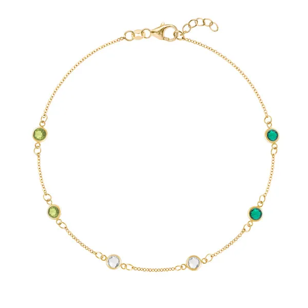 Personalized Classic 6 Birthstone Bracelet in 14k Gold sold by Haverhill