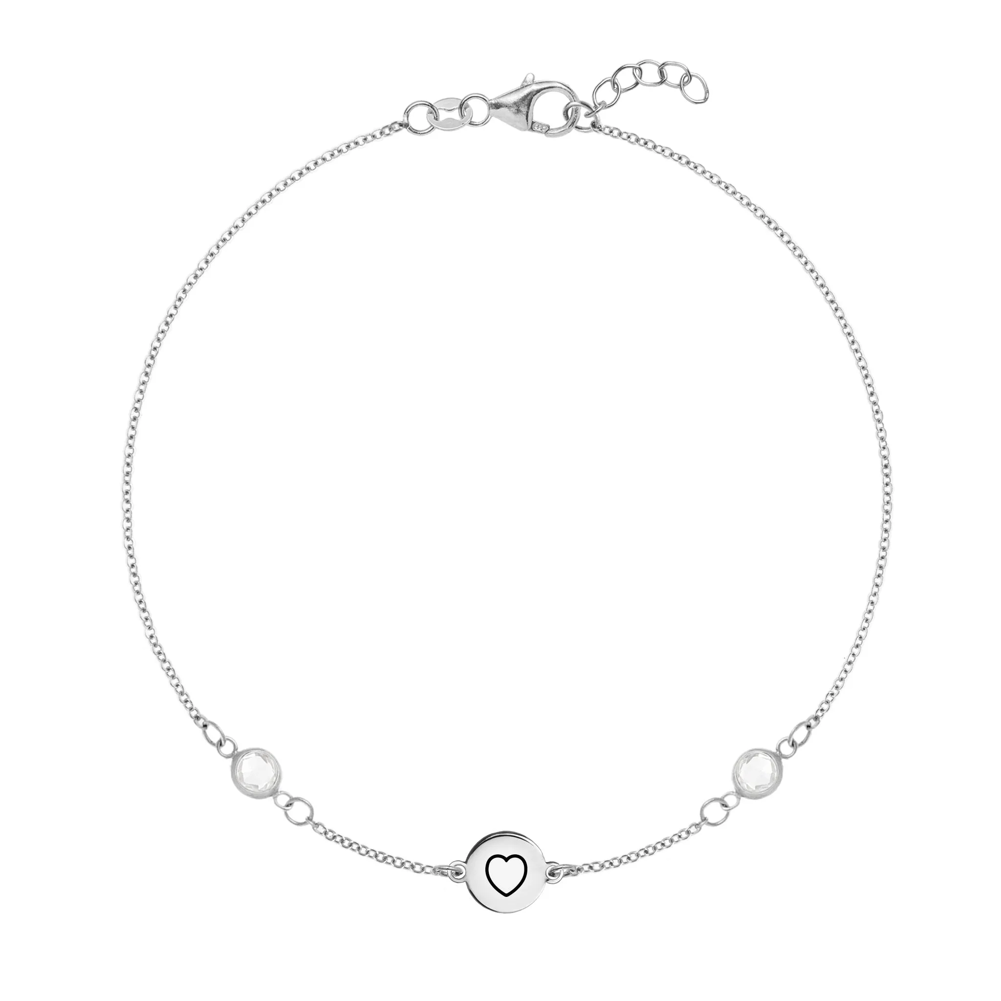 Personalized Heart Disc & Classic 2 Birthstone Bracelet in 14k Gold sold by Haverhill product image thumbnail 5