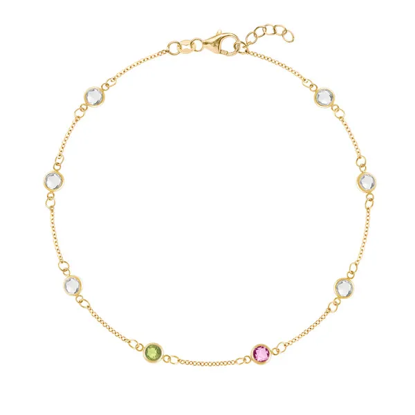 Personalized Classic 8 Birthstone Bracelet in 14k Gold sold by Haverhill