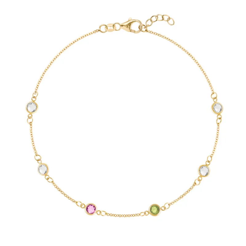 Personalized Classic 6 Birthstone Bracelet in 14k Gold sold by Haverhill