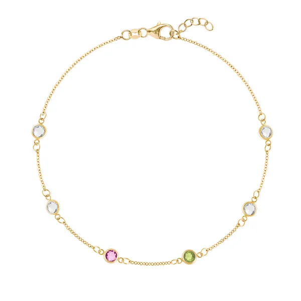 Personalized Classic 6 Birthstone Bracelet in 14k Gold sold by Haverhill