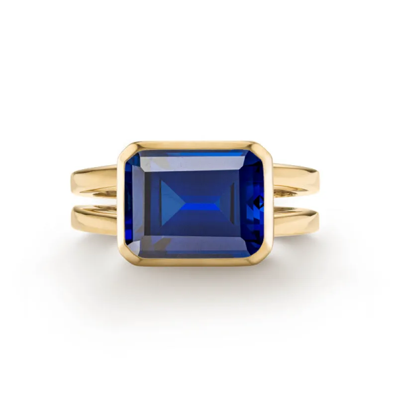 Personalized Warren Horizontal Birthstone Ring in 14k Gold sold by Haverhill