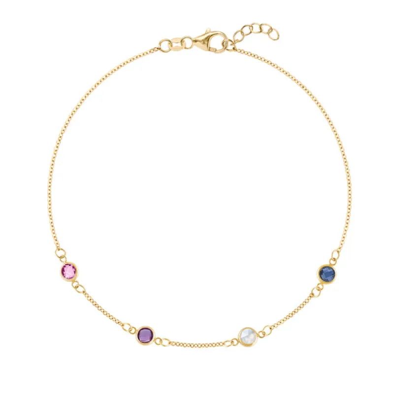 Personalized Classic 4 Birthstone Bracelet in 14k Gold sold by Haverhill