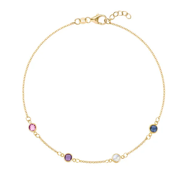 Personalized Classic 4 Birthstone Bracelet in 14k Gold sold by Haverhill