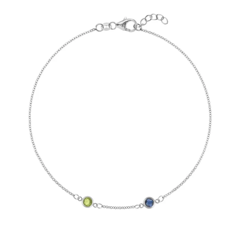 Personalized Classic 2 Birthstone Bracelet in 14k Gold sold by Haverhill