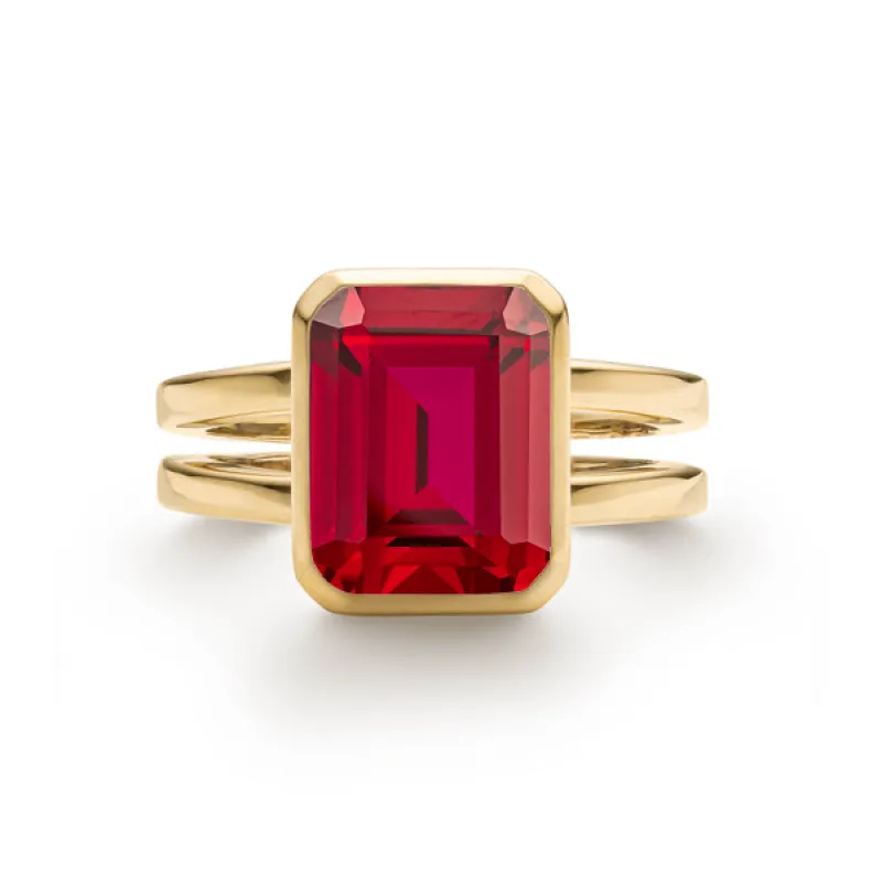 Personalized Warren Vertical Birthstone Ring in 14k Gold sold by Haverhill
