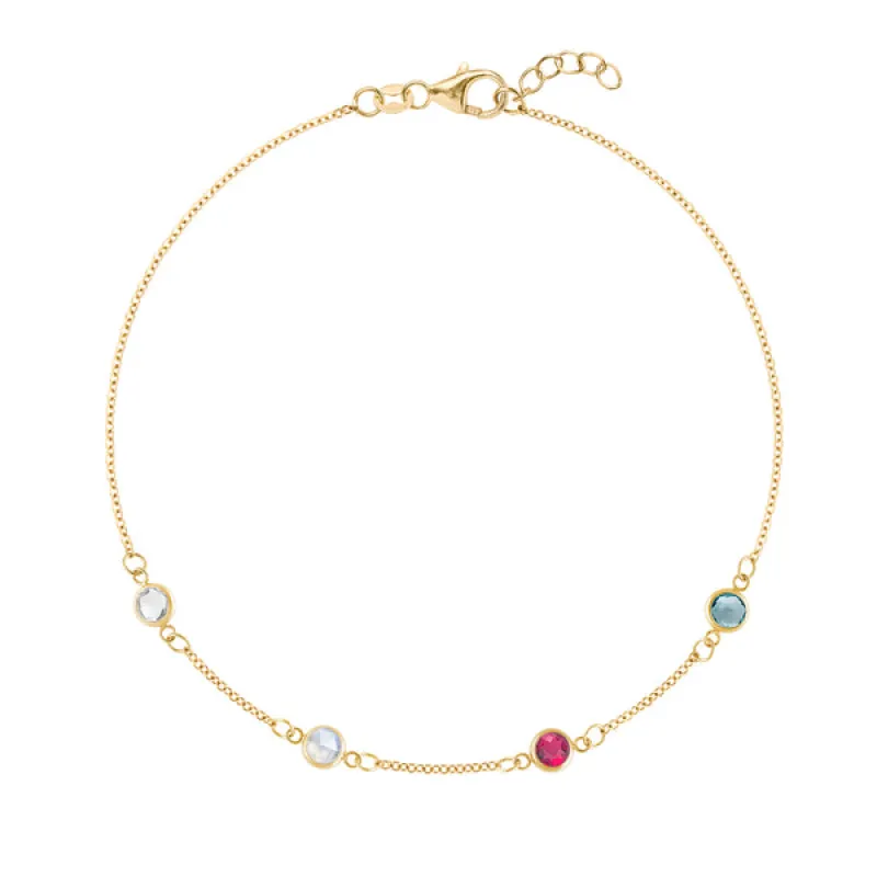 Personalized Classic 4 Birthstone Bracelet in 14k Gold sold by Haverhill