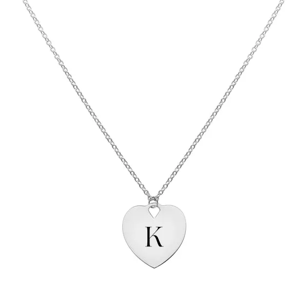 Engravable Flat Heart Pendant with Classic Chain in 14k Gold sold by Haverhill