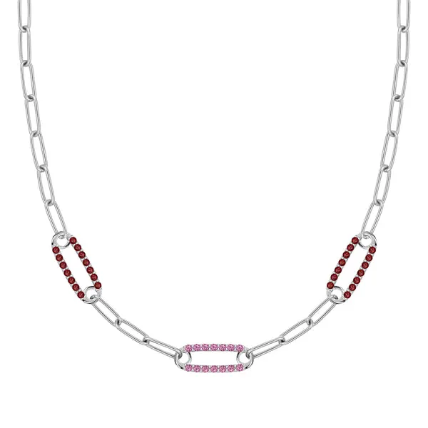 Personalized Adelaide 3 Pavé Birthstone Link Necklace in 14k Gold sold by Haverhill