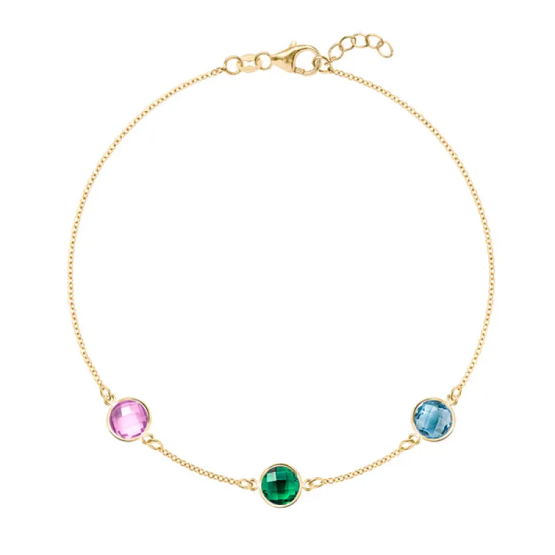 Personalized Grand 3 Birthstone Bracelet in 14k Gold sold by Haverhill