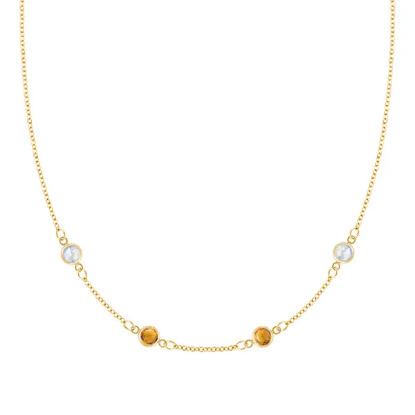 Personalized Classic 4 Birthstone Necklace in 14k Gold sold by Haverhill
