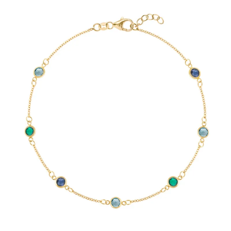 Personalized Classic 7 Birthstone Bracelet in 14k Gold sold by Haverhill