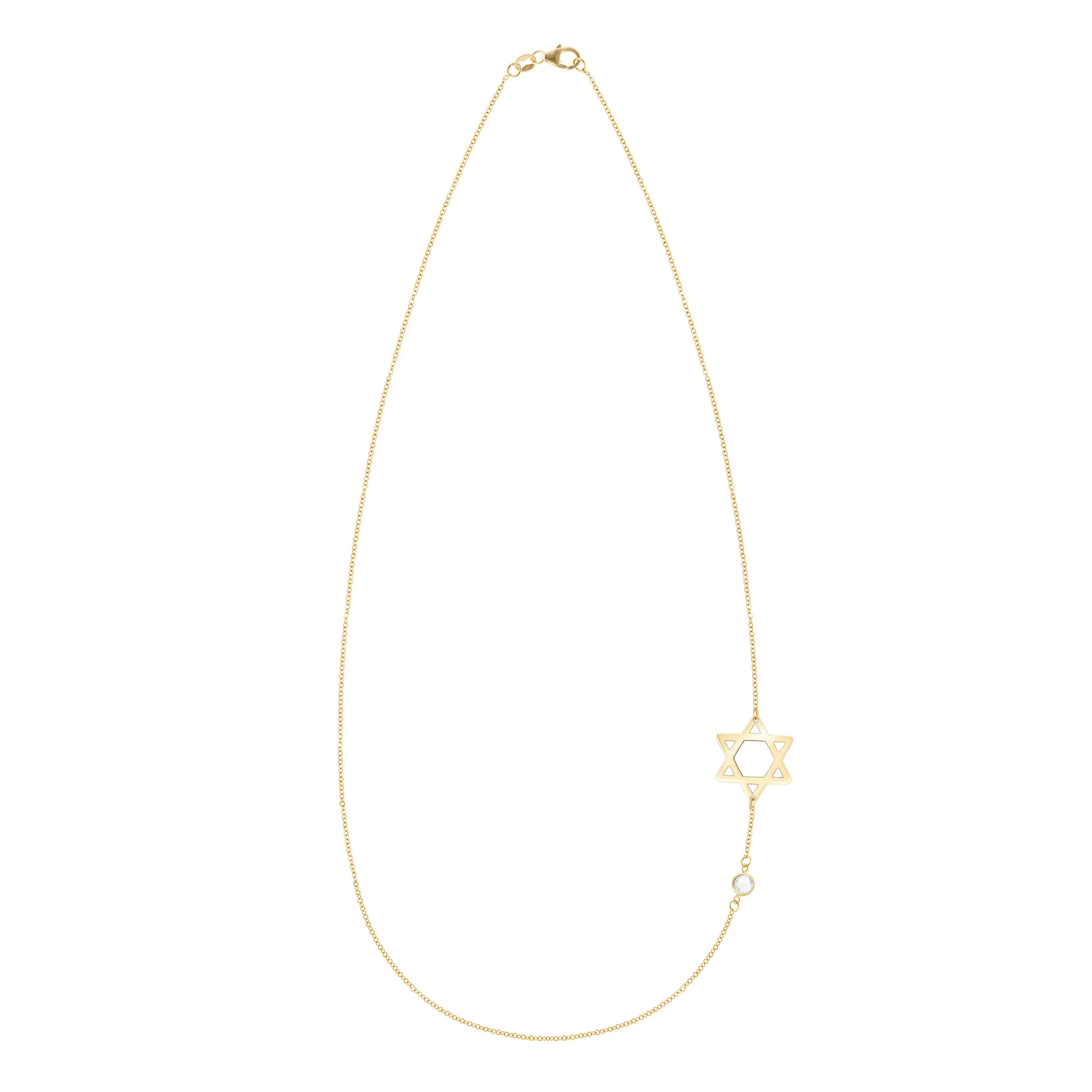 Personalized Classic Star of David & 1 Birthstone Necklace in 14k Gold sold by Haverhill product image thumbnail 5