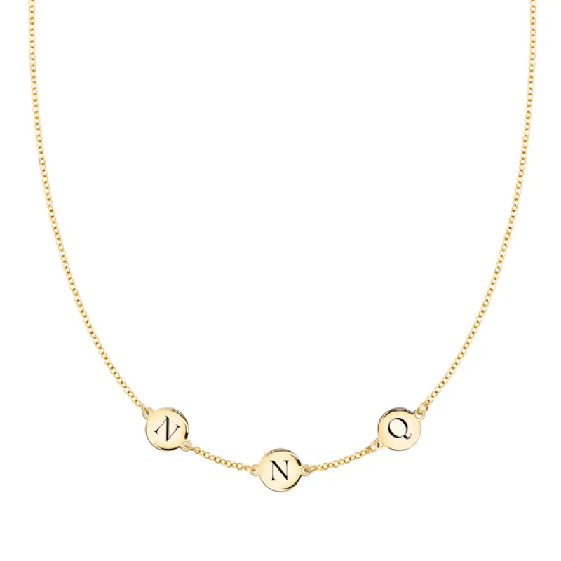 Personalized 3 Letter Necklace in 14k Gold (Single Spacing) sold by Haverhill