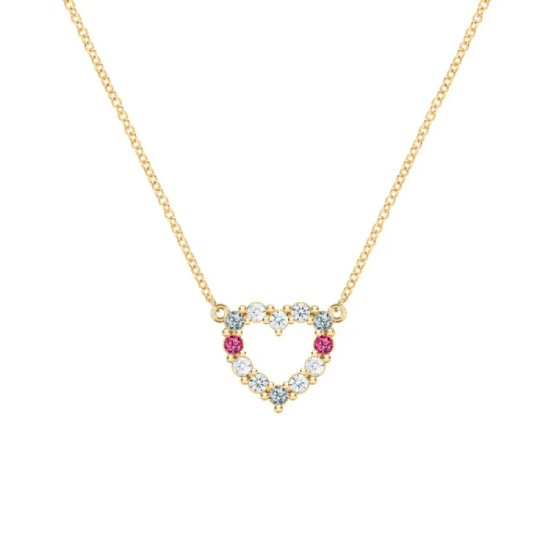 Personalized Rosecliff Small Heart Birthstone Necklace in 14k Gold sold by Haverhill