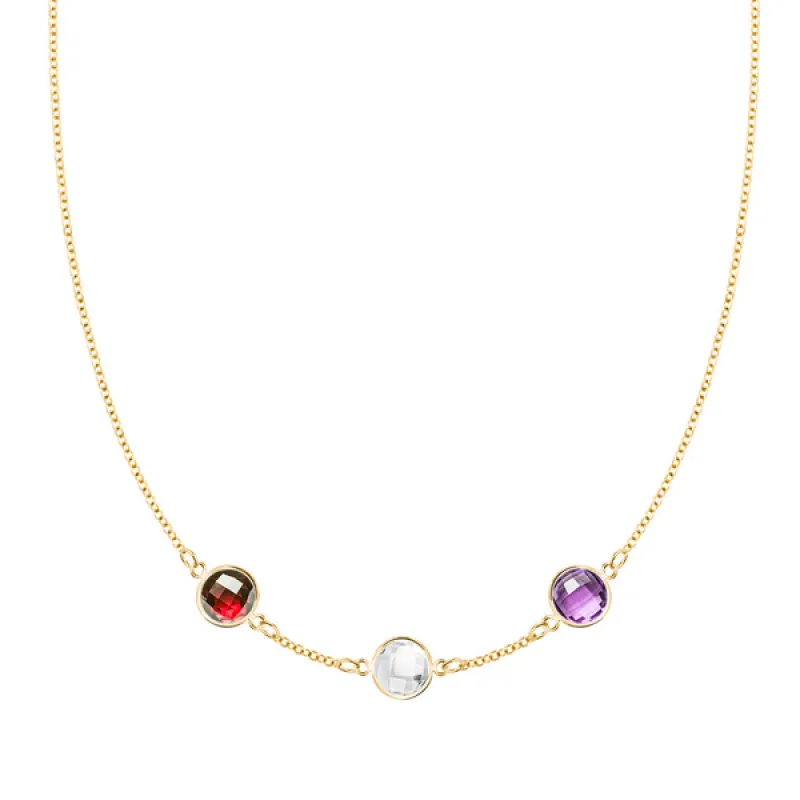 Personalized Grand 3 Birthstone Necklace in 14k Gold sold by Haverhill