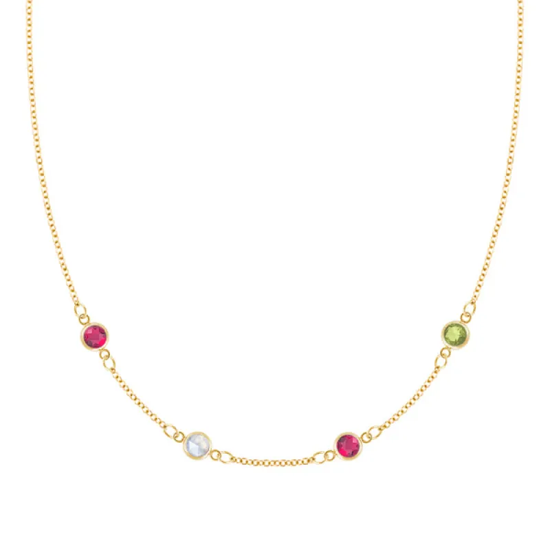 Personalized Classic 4 Birthstone Necklace in 14k Gold sold by Haverhill