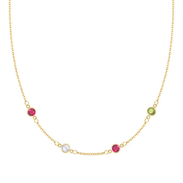 Personalized Classic 4 Birthstone Necklace in 14k Gold sold by Haverhill